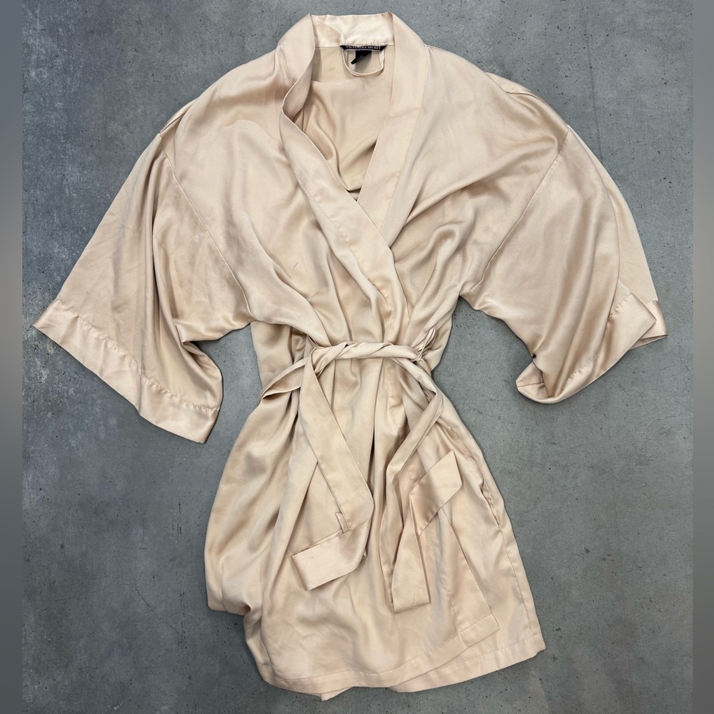 Victoria’s Secret Satin Robe M/L | Champagne Nude | Tie Waist | As Is